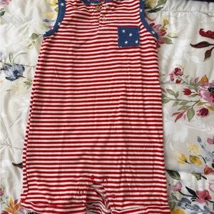 Red and White Striped Baby Romper